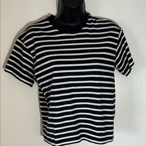 ATM Navy and White Striped Tee Small